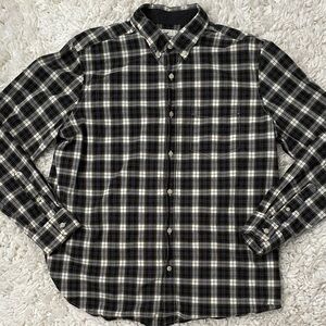 American Eagle men’s Sz large Black, Green White Plaid button down shirt NWOT